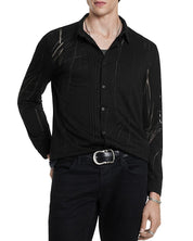 John Varvatos Mens Phoenix Printed Button Up Long Sleeve Shirt Black XL