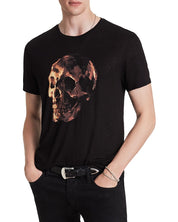 John Varvatos Mens Skull Graphic Linen Short Sleeve T Shirt Black Small