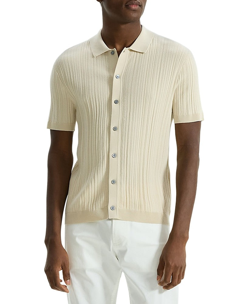 Theory Mens Regular fit Short Sleeve Button-Up Shirt XL Beige Solid