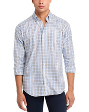 Peter Millar Men Classic fit Long Sleeve Button-Up Shirt Large White Plaid