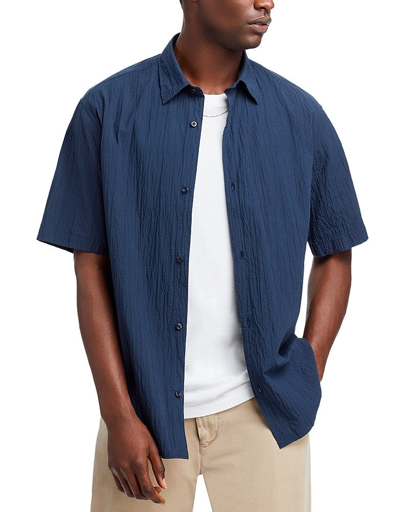 Nn07 Mens Regular fit Short Sleeve Button-Up Shirt Small Blue Solid