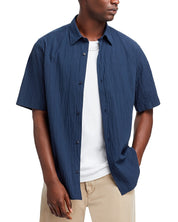 Nn07 Mens Regular fit Short Sleeve Button-Up Shirt Small Blue Solid
