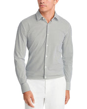 HUGO BOSS Hank Slim Fit Printed Long Sleeve Shirt 15.5 34 - 35 Green