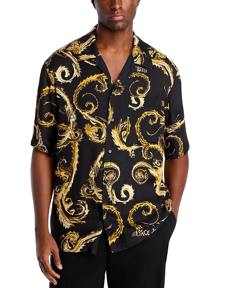Versace Jeans Couture Mens Regular fit Short Sleeve Button-Up Shirt XL Yellow