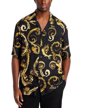 Versace Jeans Couture Mens Regular fit Short Sleeve Button-Up Shirt XL Yellow