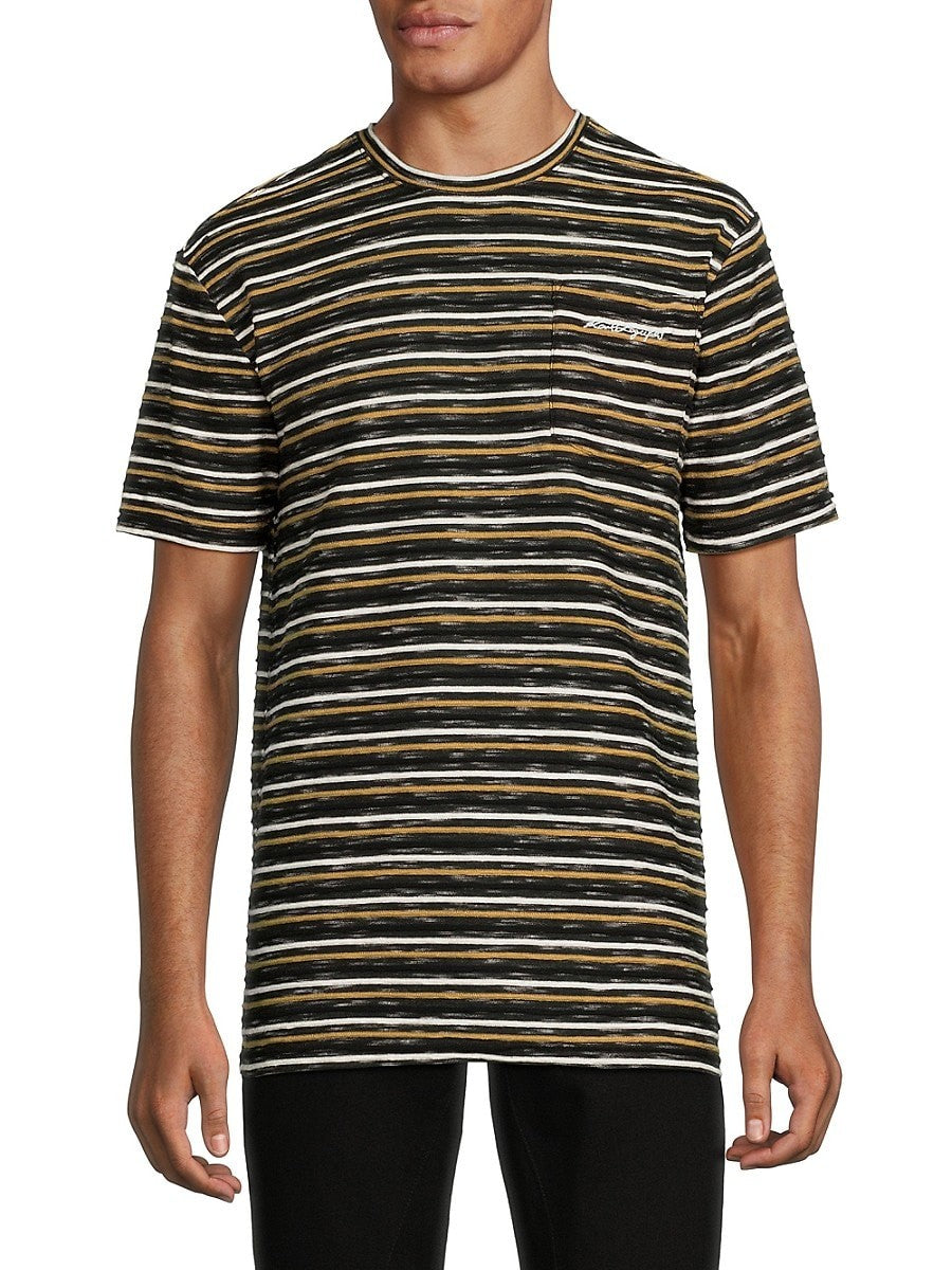 Karl Lagerfeld Paris Mens Regular fit Short Sleeve T-Shirt Large Black Striped