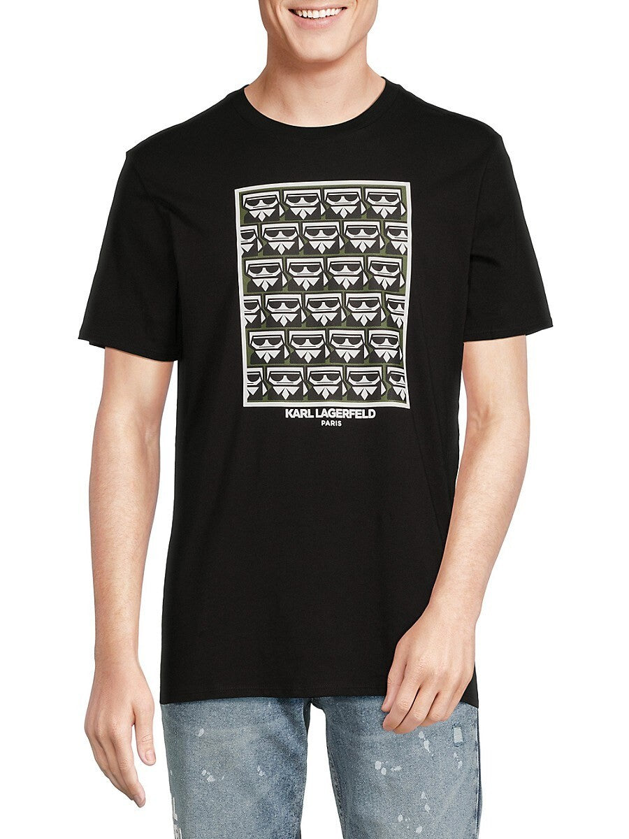 Karl Lagerfeld Paris Mens Regular fit Short Sleeve T-Shirt Shirt XXL Black Solid