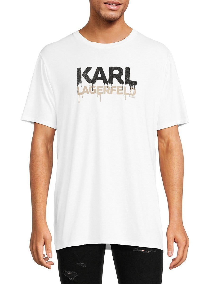 Karl Lagerfeld Paris Mens Regular fit Short Sleeve T-Shirt Shirt Large White
