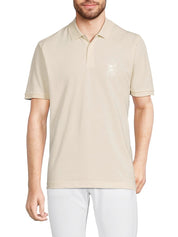 Karl Lagerfeld Paris Mens Regular fit Short Sleeve Polo Shirt XL Beige Solid