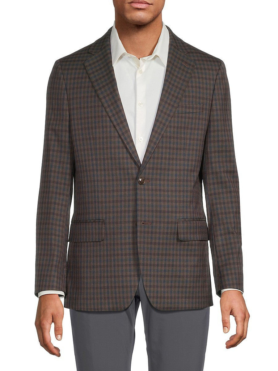 Original Penguin Mens Modern fit Sport Coat Blazer 38 R Brown Plaid Stretch
