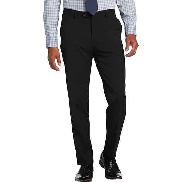 Tommy Hilfiger Mens Modern fit Dress Pants 40 / 30 Black Solid Stretch Wool