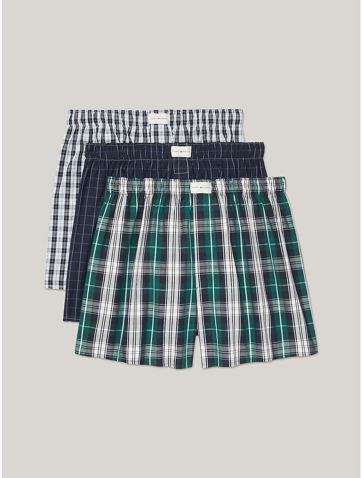 Tommy Hilfiger Mens Cotton 3 Pack Woven Boxers Elm Small