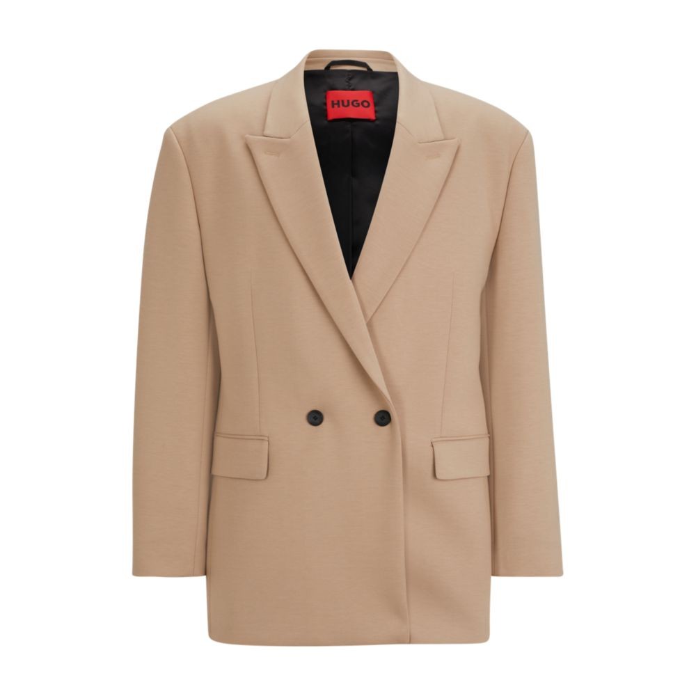Hugo Boss Mens Modern fit Sport Coat Blazer Large Double Breasted Beige Stretch