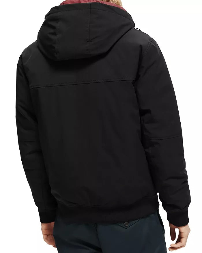 Scotch & Soda Mens Hooded Jacket with Stretch Medium Black