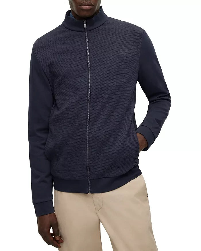 HUGO BOSS Mens Skiles Textured Zip Up Jacket Size XL Dark Blue