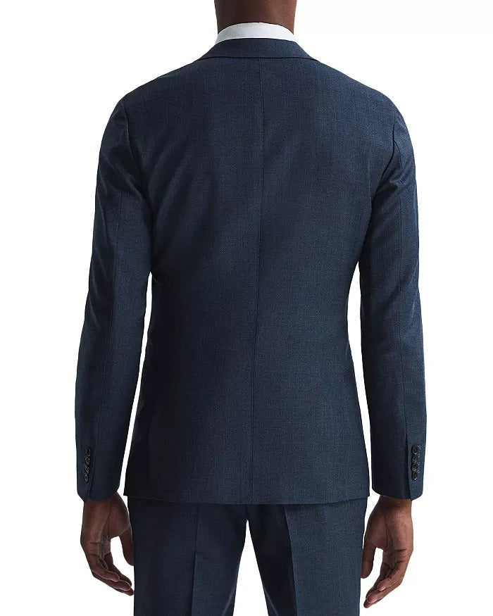 REISS Mens Slim Fit Sharkskin Blazer Sport Coat 44R Navy Blue