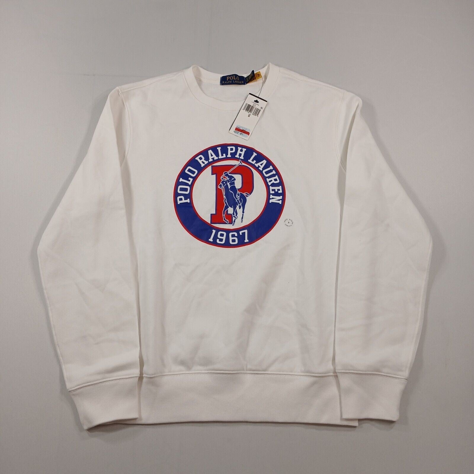 Polo Ralph Lauren Sweatshirt Mens Small White Polo Logo 1967 Fleece