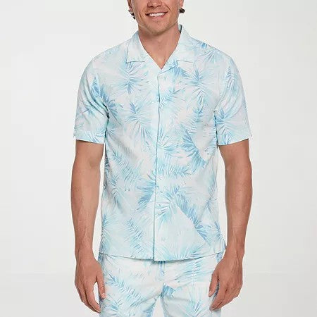 Cubavera Men Regular fit Short Sleeve Button-Up Shirt XXL Blue