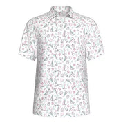 PGA TOUR Mens Athletic fit Short Sleeve Polo Shirt Large White Sailboats