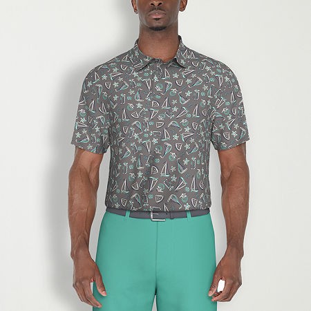 Pga Tour Mens Athletic fit Short Sleeve Polo Shirt Large Grey