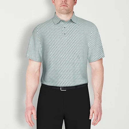 Pga Tour Mens Athletic fit Short Sleeve Polo Shirt XXL White Geometric Stretch