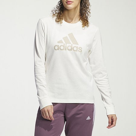ADIDAS Womens Regular fit Long Sleeve Logo T-Shirt Shirt Small White Solid