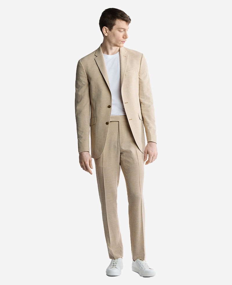 Kenneth Cole Reaction Mens Slim fit 2 Piece Suit 40 R / 33 Waist Beige Check