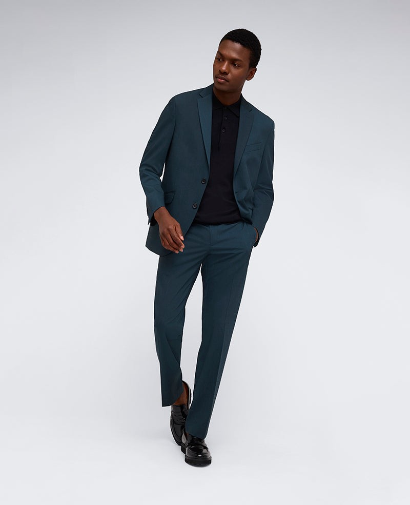 Kenneth Cole Mens Slim fit 2 Piece Suit 36 S / 29 Waist Dark Green Solid Stretch