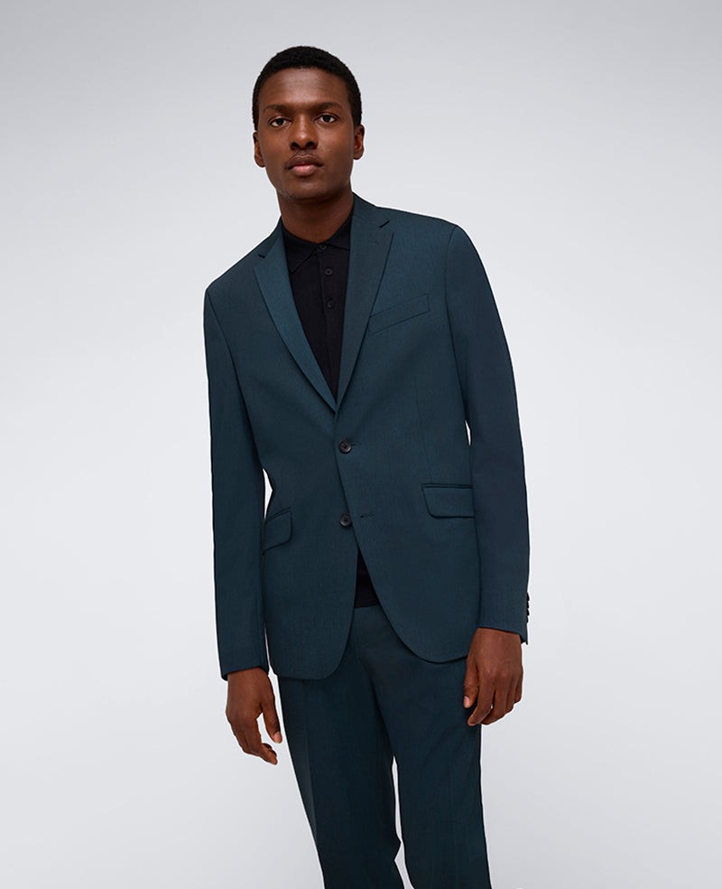 Kenneth Cole Mens Slim fit 2 Piece Suit 38 S / 31 Waist Dark Green Solid Stretch