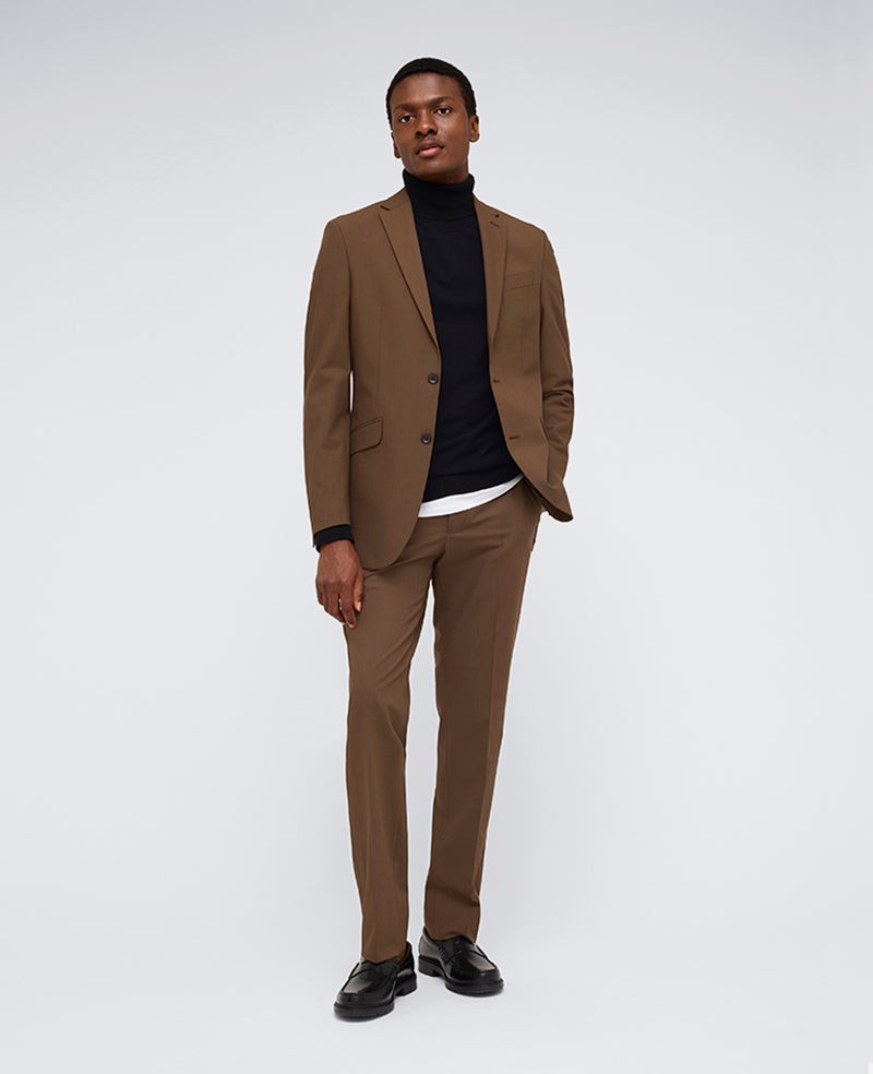 Kenneth Cole Reaction Mens Slim fit Suit Jacket Blazer 42 S Brown Solid Stretch