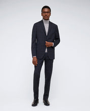 Kenneth Cole Mens Slim fit 2 Piece Suit 38 R / 31 Waist Dark Blue Plaid Stretch