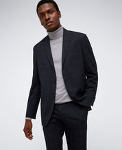 Kenneth Cole Mens Slim fit 2 Piece Suit 40 R / 33 Waist Navy Blue Plaid Stretch