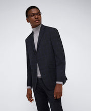 Kenneth Cole Mens Slim fit 2 Piece Suit 38 R / 31 Waist Dark Blue Plaid Stretch