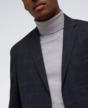 Kenneth Cole Mens Slim fit 2 Piece Suit 38 R / 31 Waist Dark Blue Plaid Stretch