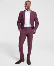 Bar Iii Mens Slim fit Dress Pants 34 / 30 Red Solid Stretch