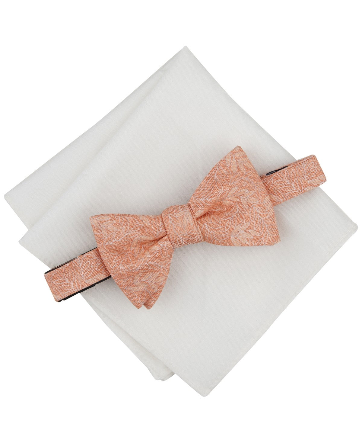Bar Iii Mens Bow Tie and Pocket Square One Size Orange