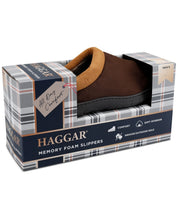Haggar Mens Indoor/Outdoor Microsuede Clog Slipper with Plaid Fleece Lining XL