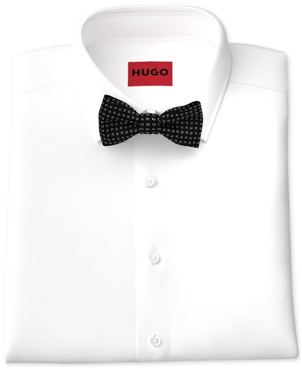 Hugo Boss Mens Bow Tie Necktie One Size Black Geometric