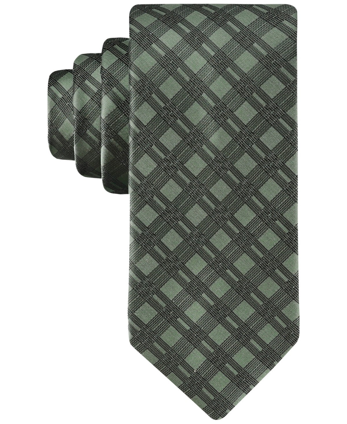 Calvin Klein Mens Tie Necktie One Size Green Double Rail Grid