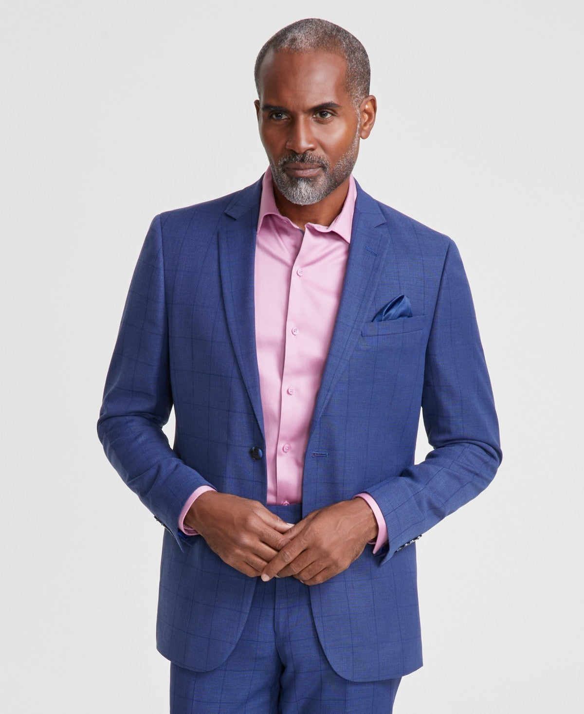 Nick Graham Mens Slim Fit Suit Jacket 40 Short Navy Blue Plaid NGF4406BLEE