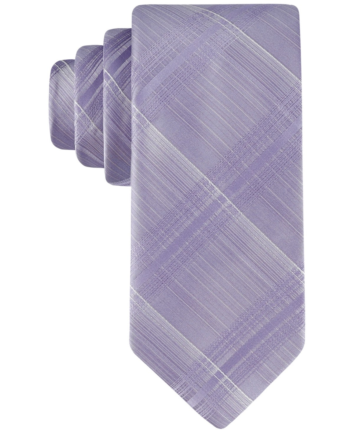 Calvin Klein Mens Regular fit Tie Necktie One Size Purple White Briar Plaid