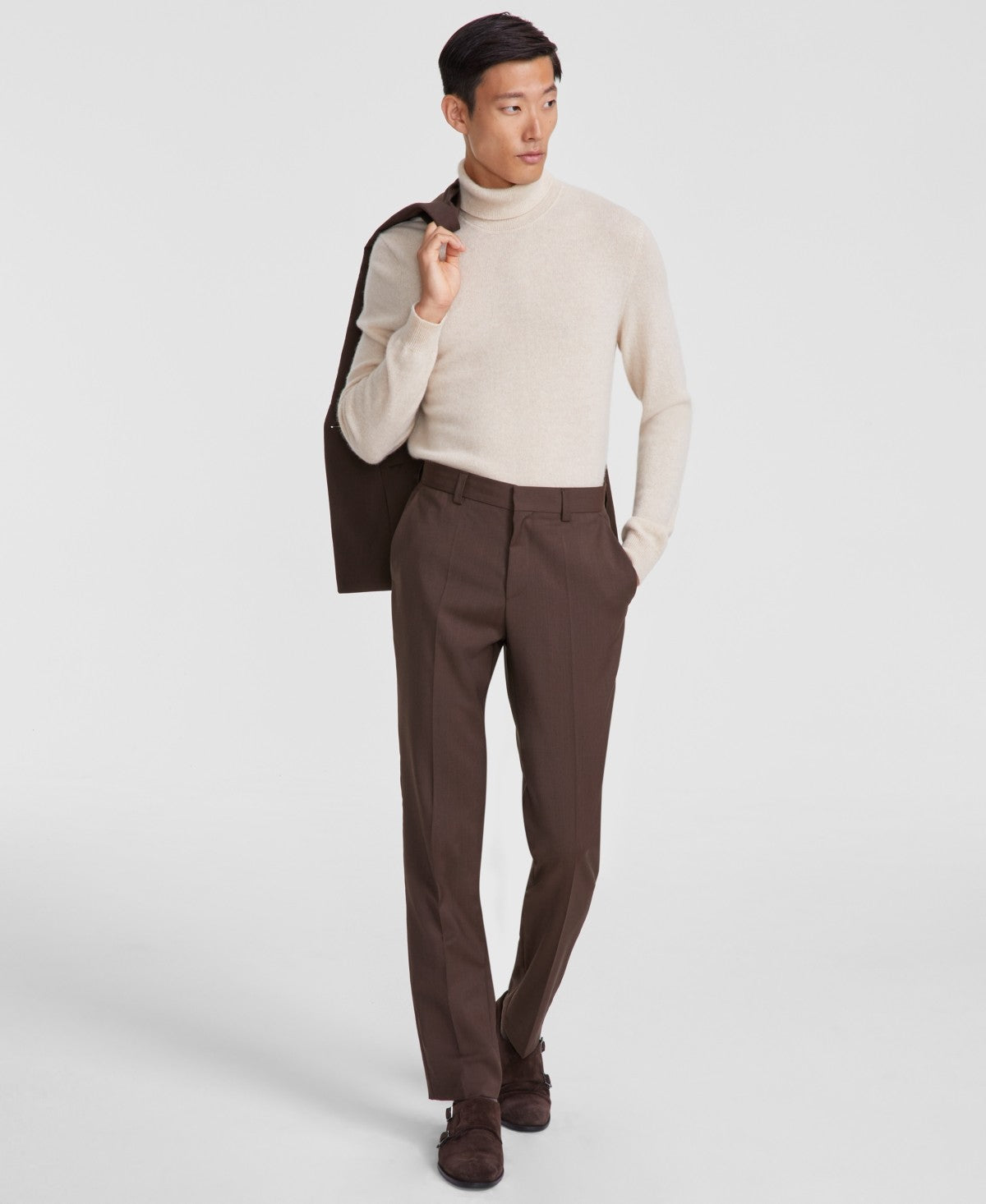 Hugo Boss Mens Modern fit Dress Pants 34 / 32 Brown Solid