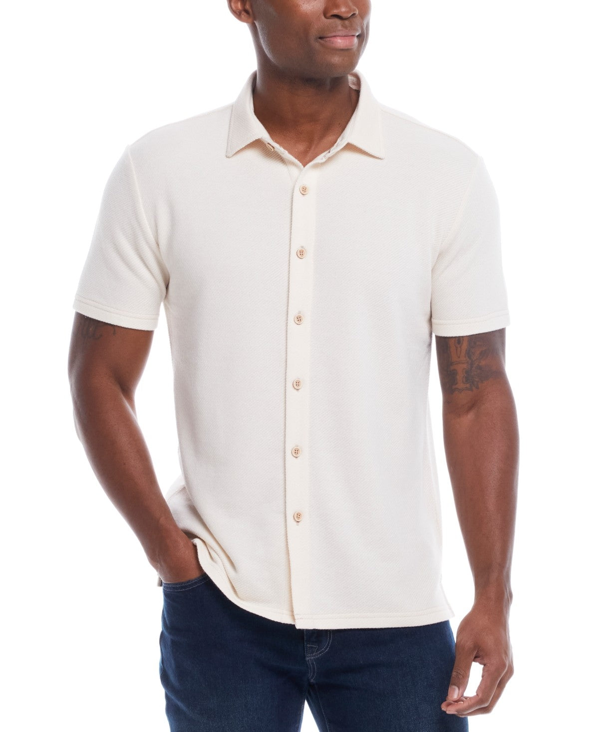 Weatherproof Vintage Mens Regular fit Short Sleeve Button-Up Shirt XXL White