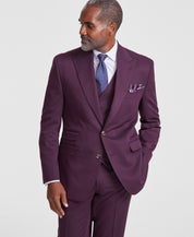 TAYION Mens Classic fit Suit Jacket Blazer 42 L Burgundy Red Solid