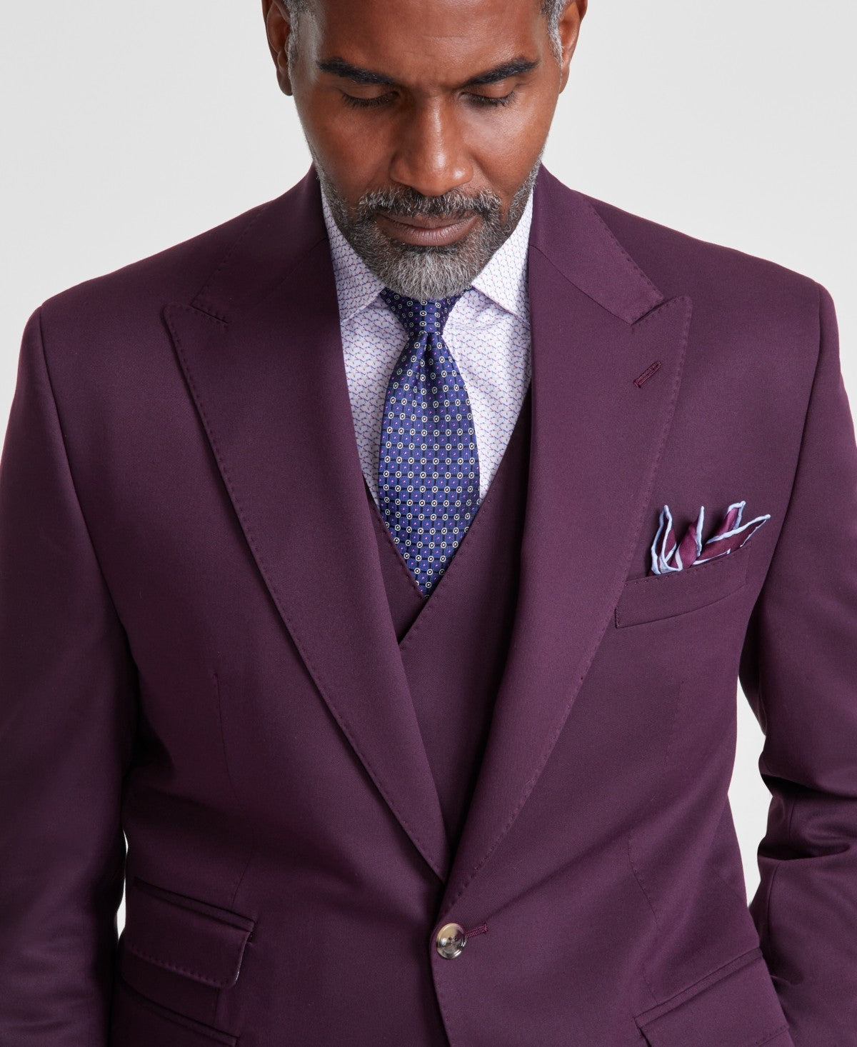 Tayion Collection Mens Regular fit Suit Jacket Blazer 44 S Burgundy Red Solid