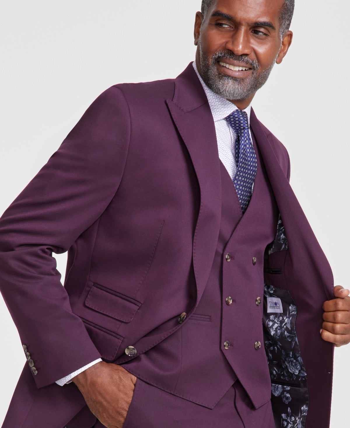 TAYION Mens Classic fit Suit Jacket Blazer 42 L Burgundy Red Solid