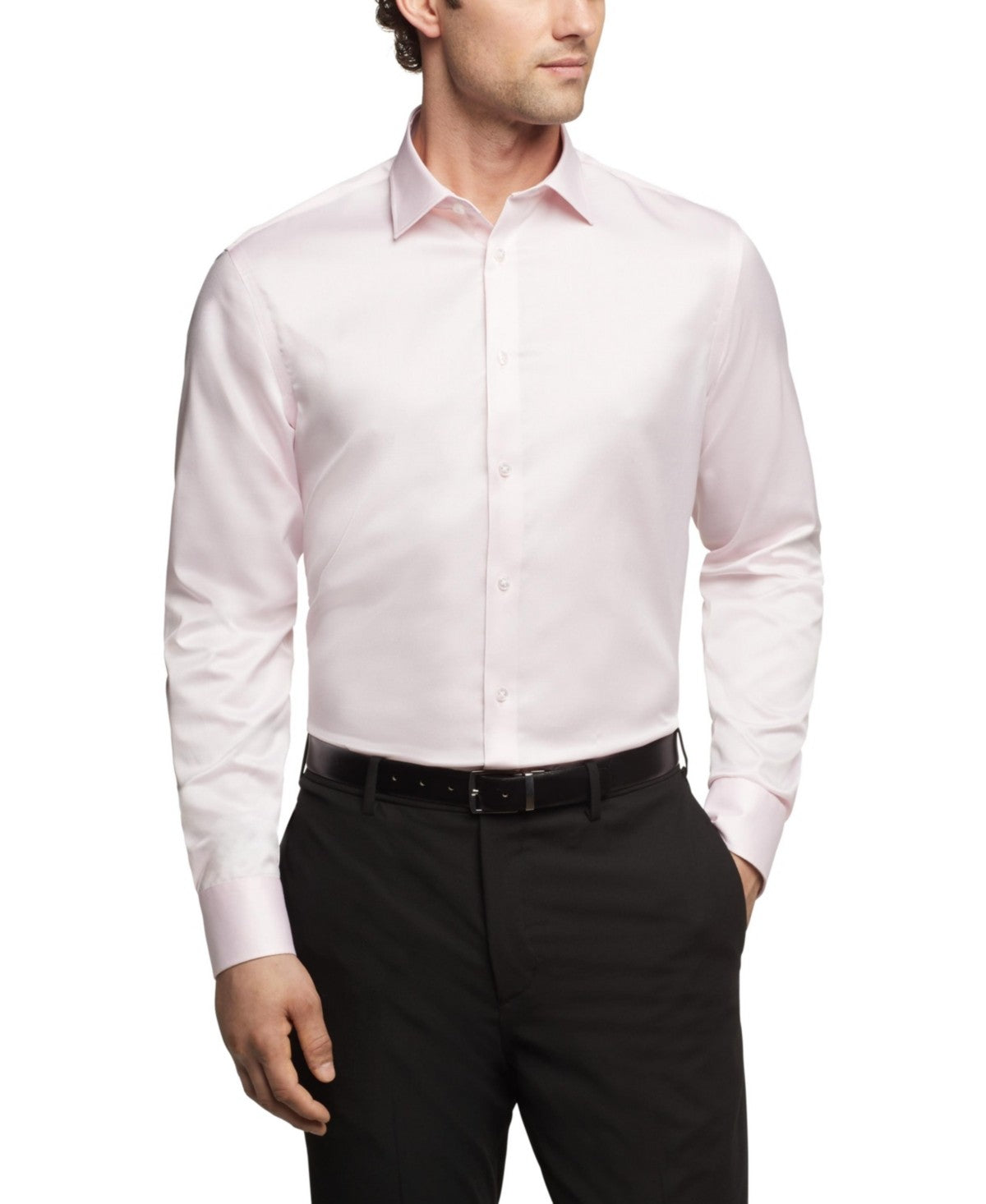 Calvin Klein Men Slim fit Dress Shirt XXL 18 in 34-35 Pink Solid