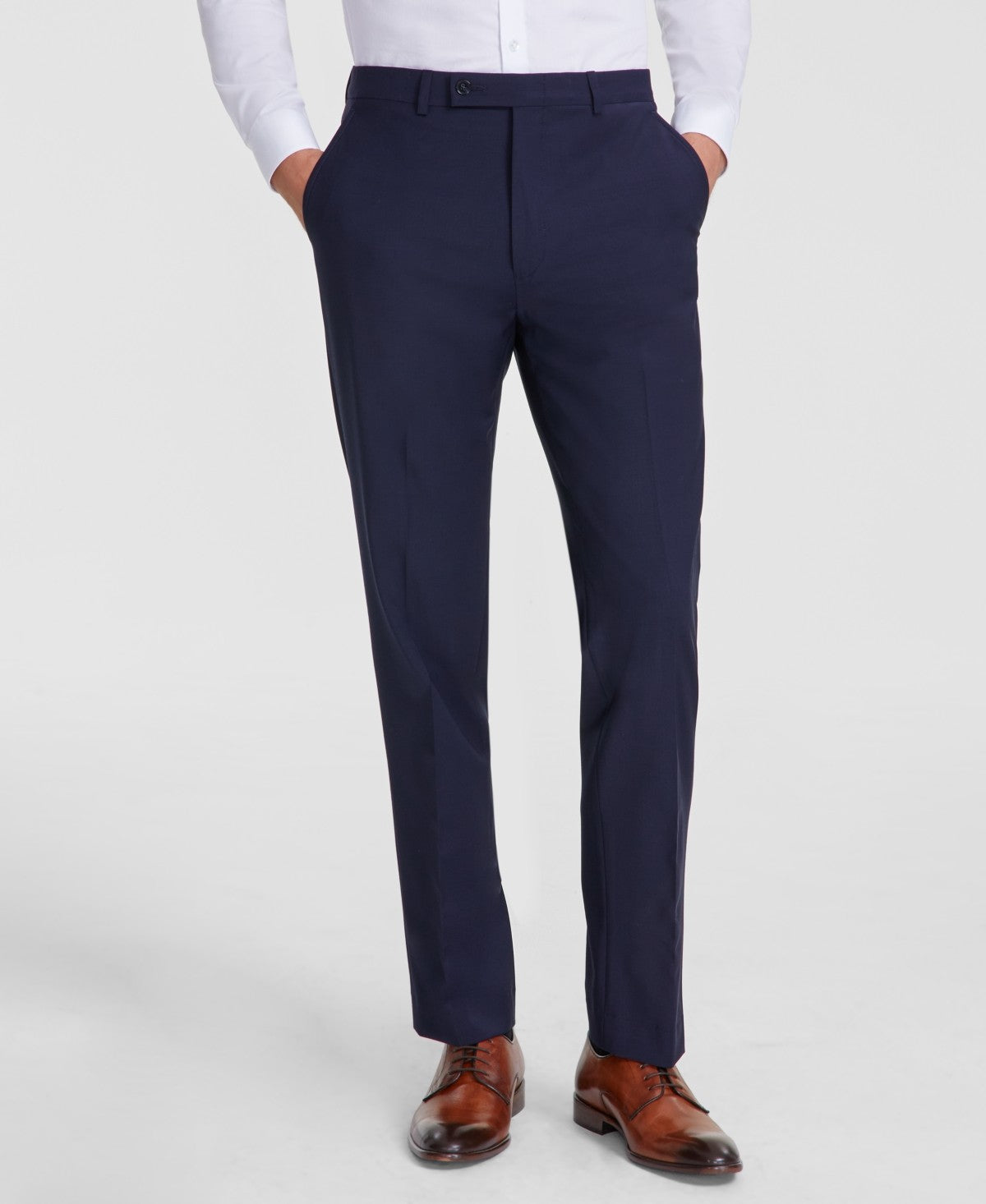 Calvin Klein Mens Slim fit Dress Pants 32 / 30 Navy Blue Solid Stretch Wool