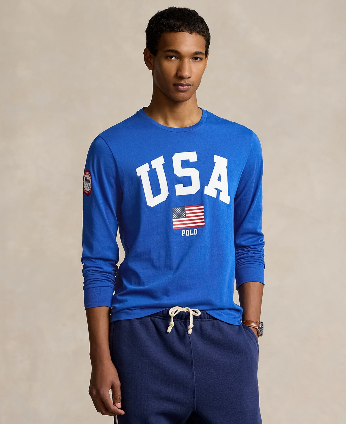 Polo Ralph Lauren Mens Regular fit Long Sleeve T-Shirt Shirt Small Blue Graphic