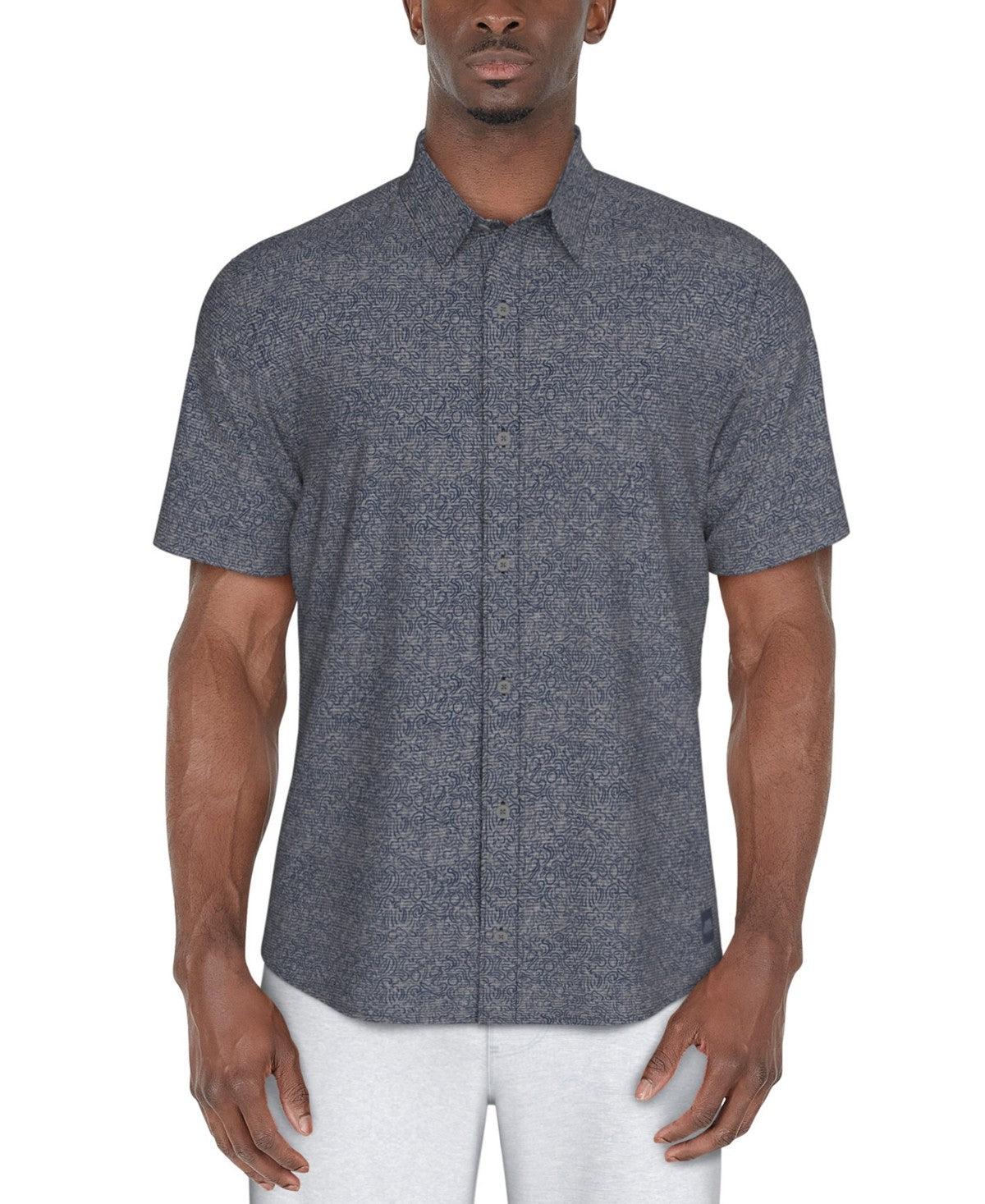 Pga Tour Mens Regular fit Short Sleeve Button-Up Shirt Small Blue